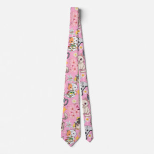 Cravate Surcharge de l'animal mignon Motif L rose BG