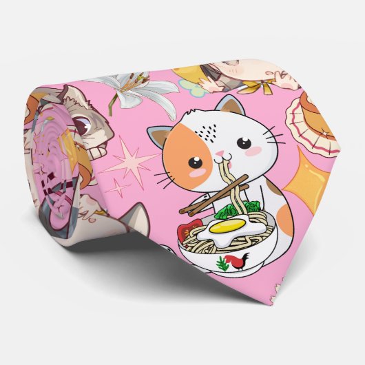 Cravate Surcharge de l'animal mignon Motif L rose BG (Roulé)