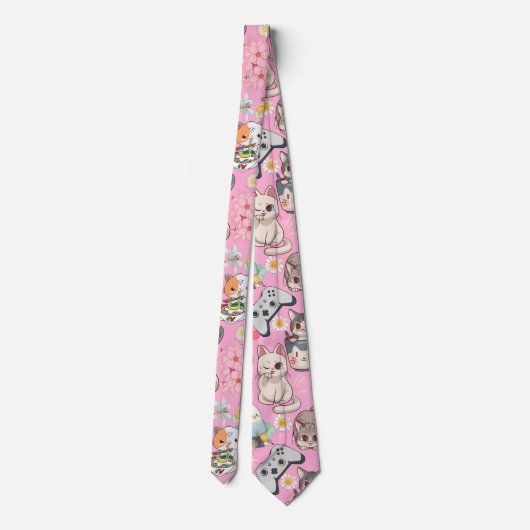 Cravate Surcharge de l'animal mignon Motif L rose BG (Dos)