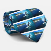 Cravate Surf Bali bleu baril vague (Roulé)