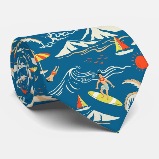 Cravate Surf tropical île motif à thème (Roulé)