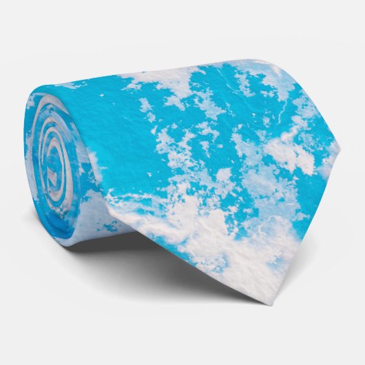 Cravate Surface de la planète de glace bleue et blanche (Roulé)