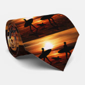 Cravate Surfeurs de coucher de soleil (Roulé)