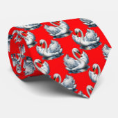 Cravate Swan Birds Pattern Design on Red