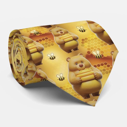 Cravate Sweey Bears and Bees 3D Motif sans couture (Roulé)