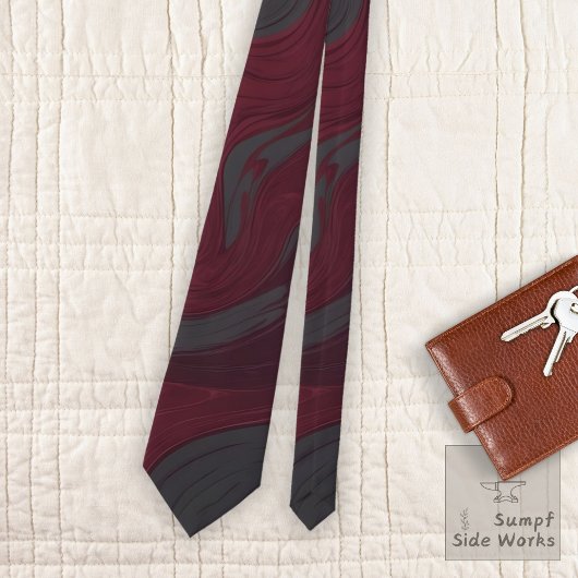 Cravate Swirls à Dark Red and Gray