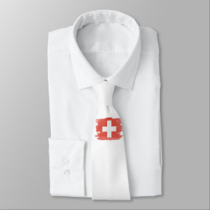 Cravate Switzerland flag brush stroke, national flag
