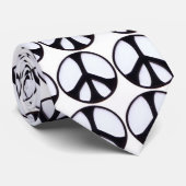 Cravate Symbole de paix noir et blanc (Roulé)