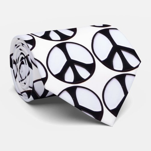 Cravate Symbole de paix noir et blanc (Roulé)