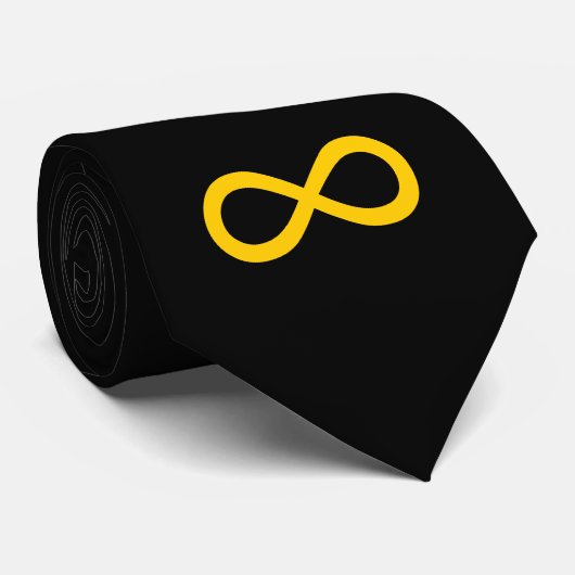 Cravate Symbole d'infini noir et or (Roulé)