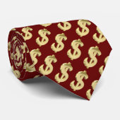 Cravate Symbole dollar d'or (Roulé)