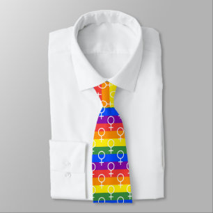 Cravate Symbole féminin Motif arc-en-ciel