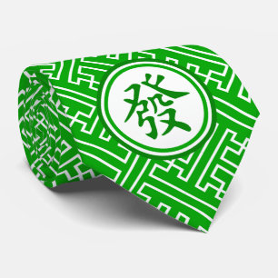 Cravate Symbole Lucky Mahjong - Vert foncé