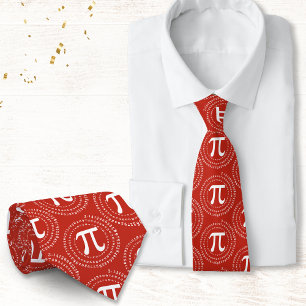 Cravate Symbole Pi 3.14 Numéro Spiral Pi Day Rouge