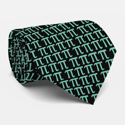 Cravate symbole pi en bleu sur noir (Roulé)