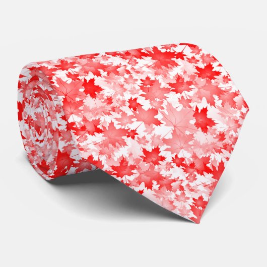Cravate Symbole Rouge Feuille d'érable Canada Emblème logo (Roulé)