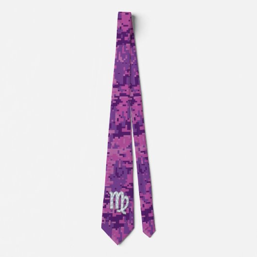 Cravate Symbole Virgo Style Camouflage numérique Fuchsia r (Devant)