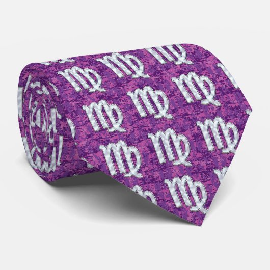 Cravate Symbole Virgo Style Camouflage numérique Fuchsia r (Roulé)