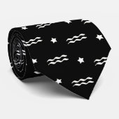 Cravate Symbole Zodiaque Aquarius noir et blanc (Roulé)