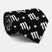Cravate Symbole Zodiaque Scorpio et Motif d'étoiles (Roulé)