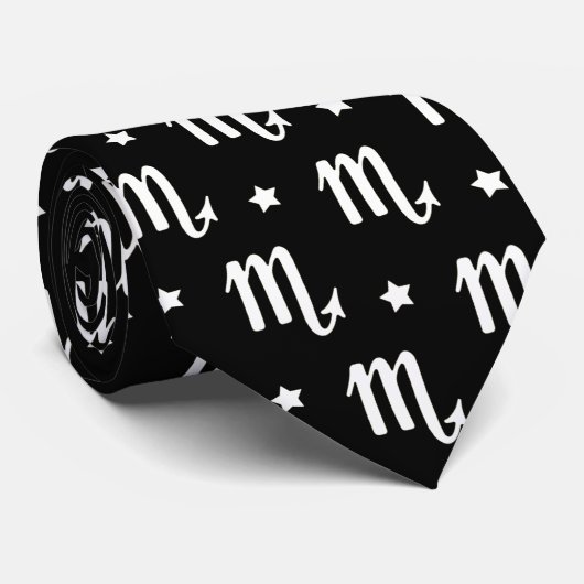 Cravate Symbole Zodiaque Scorpio et Motif d'étoiles (Roulé)