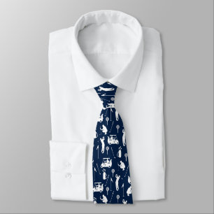 Cravate Symboles de golf blanc et bleu Motif