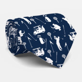 Cravate Symboles de golf blanc et bleu Motif (Roulé)