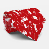Cravate Symboles de golf blanc et rouge Motif (Roulé)