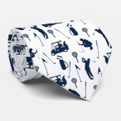Cravate Symboles de golf bleu et blanc Motif (Roulé)