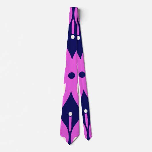 Cravate Symmetrical Abstract Pattern in Purple and White (Devant)