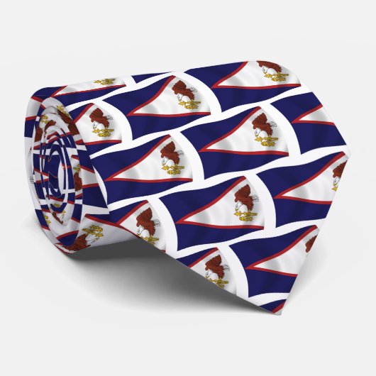 Cravate T-shirt avec drapeau des Samoa américaines (Roulé)