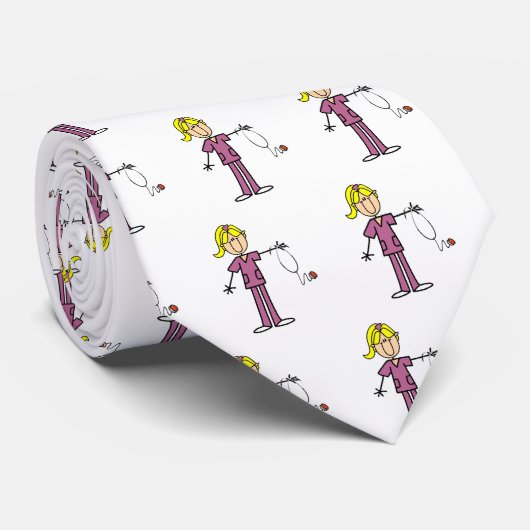Cravate T-shirts Blond Female Stick Figure Nurse (Roulé)