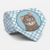 Cravate Tabby Gris Peinture Chat - Cute Original Art Chat (Roulé)