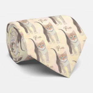 Cravate Tabby Kitten Avec Cravette Texte