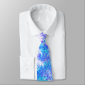 Cravate Tableau Abstrait bleu turquoise, violet et blanc (Attaché)
