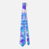 Cravate Tableau Abstrait bleu turquoise, violet et blanc (Devant)