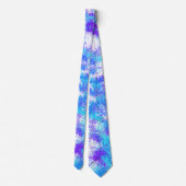 Cravate Tableau Abstrait bleu turquoise, violet et blanc (Dos)