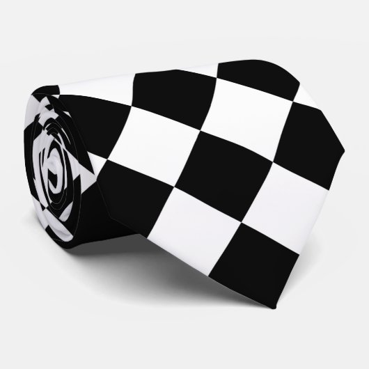 Cravate Tableau de bord noir et blanc À damiers Drapeau (Roulé)