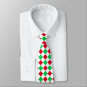 Cravate Tableau de Noël, Rouge, Vert, Blanc (Attaché)