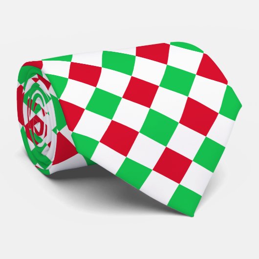 Cravate Tableau de Noël, Rouge, Vert, Blanc (Roulé)