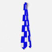 Cravate Tableau d'échecs bleu et blanc (Devant)