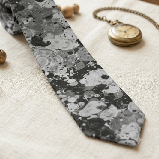 Cravate Tache d'encre abstraite monochrome
