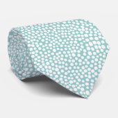 Cravate Taches aléatoires - Blanc sur Bleu clair Vert (Roulé)