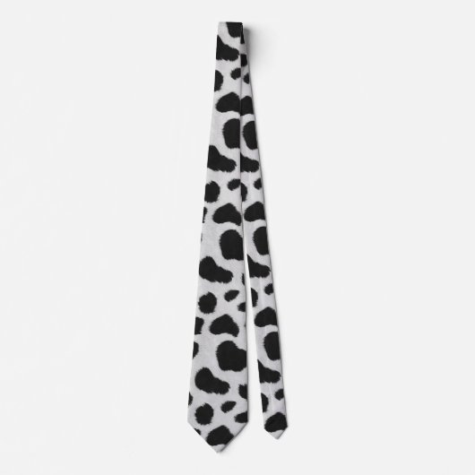 Cravate Taches de vache noire et blanche texture motif fau (Devant)