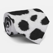 Cravate Taches de vache noire et blanche texture motif fau (Roulé)