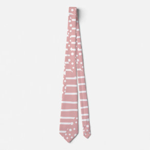 Cravate Taches et Rayures 2 - Rose et Blanc