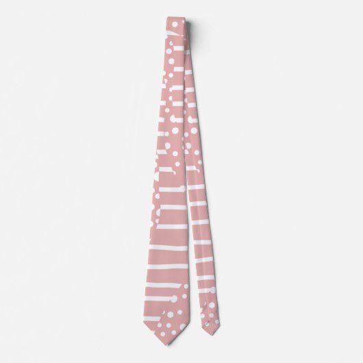 Cravate Taches et Rayures 2 - Rose et Blanc (Devant)