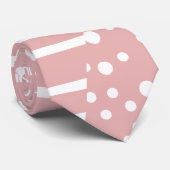 Cravate Taches et Rayures 2 - Rose et Blanc (Roulé)