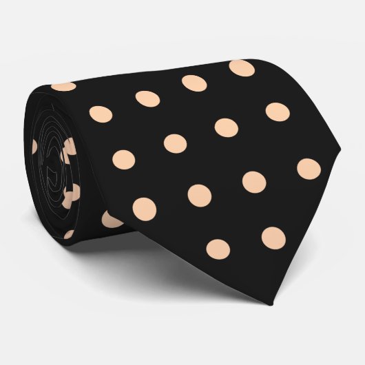 Cravate Taches pêche abricot sur fond noir (Roulé)