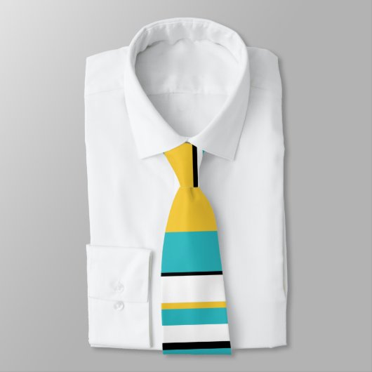 Cravate Tailles complexes - Turquoise et Jaune (Attaché)